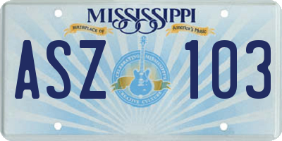 MS license plate ASZ103