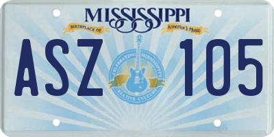 MS license plate ASZ105