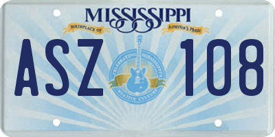 MS license plate ASZ108
