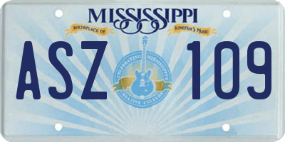 MS license plate ASZ109
