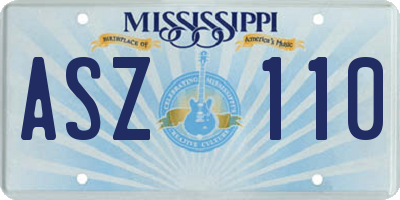MS license plate ASZ110