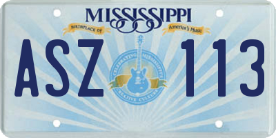 MS license plate ASZ113