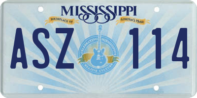 MS license plate ASZ114