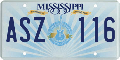 MS license plate ASZ116