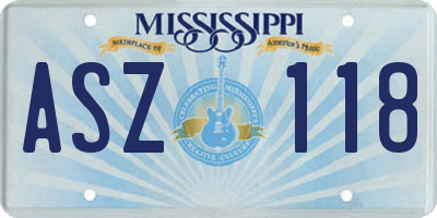 MS license plate ASZ118