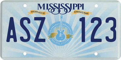 MS license plate ASZ123