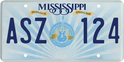 MS license plate ASZ124