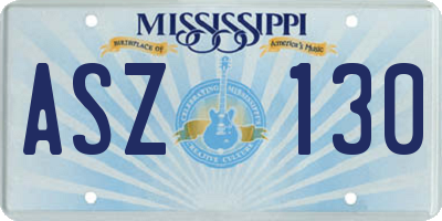 MS license plate ASZ130