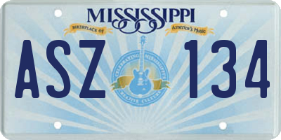 MS license plate ASZ134