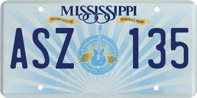 MS license plate ASZ135