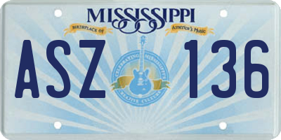 MS license plate ASZ136