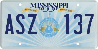 MS license plate ASZ137