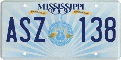 MS license plate ASZ138