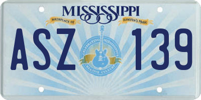 MS license plate ASZ139