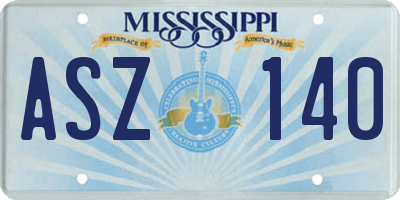 MS license plate ASZ140