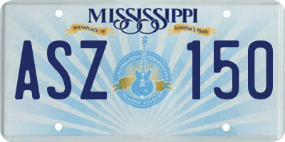 MS license plate ASZ150