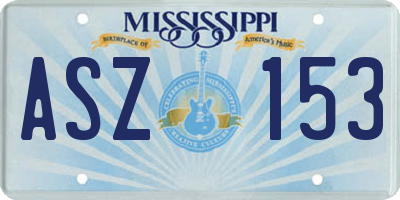 MS license plate ASZ153