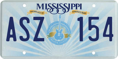 MS license plate ASZ154