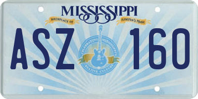 MS license plate ASZ160