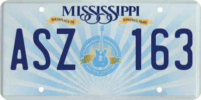 MS license plate ASZ163