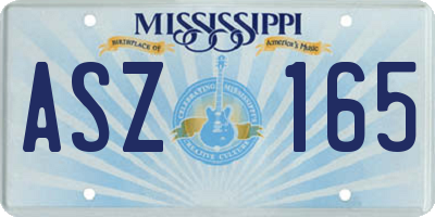 MS license plate ASZ165
