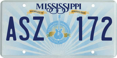 MS license plate ASZ172