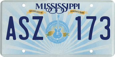 MS license plate ASZ173