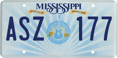 MS license plate ASZ177