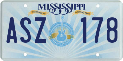 MS license plate ASZ178