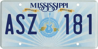 MS license plate ASZ181