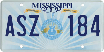 MS license plate ASZ184