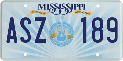 MS license plate ASZ189