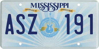 MS license plate ASZ191