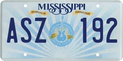 MS license plate ASZ192