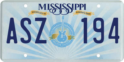 MS license plate ASZ194