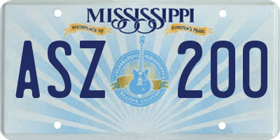 MS license plate ASZ200