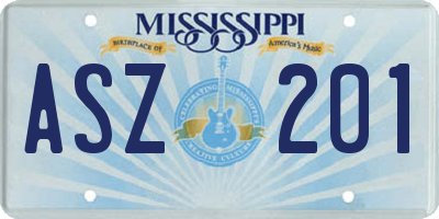 MS license plate ASZ201