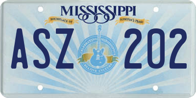 MS license plate ASZ202