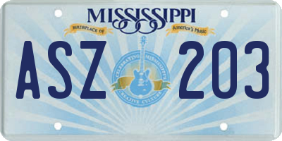 MS license plate ASZ203