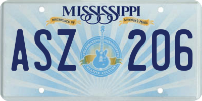 MS license plate ASZ206