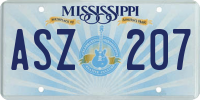 MS license plate ASZ207