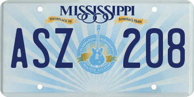 MS license plate ASZ208