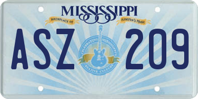 MS license plate ASZ209
