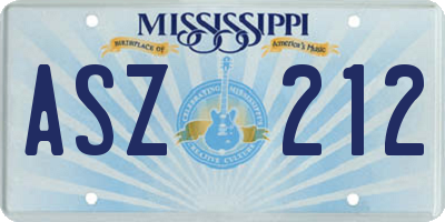 MS license plate ASZ212