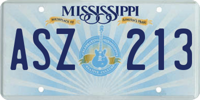 MS license plate ASZ213
