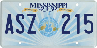MS license plate ASZ215