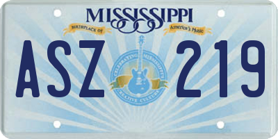 MS license plate ASZ219