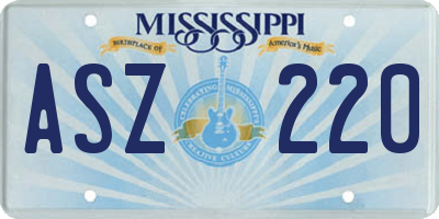 MS license plate ASZ220