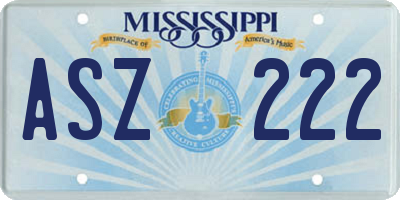 MS license plate ASZ222