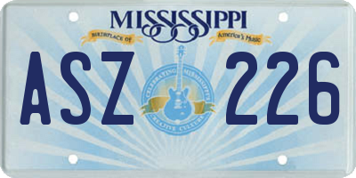 MS license plate ASZ226